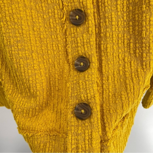 Two by Vince Camuto Cardigan Women's Yellow Sweater Button Up Vneck Casual Small - Picture 4 of 10
